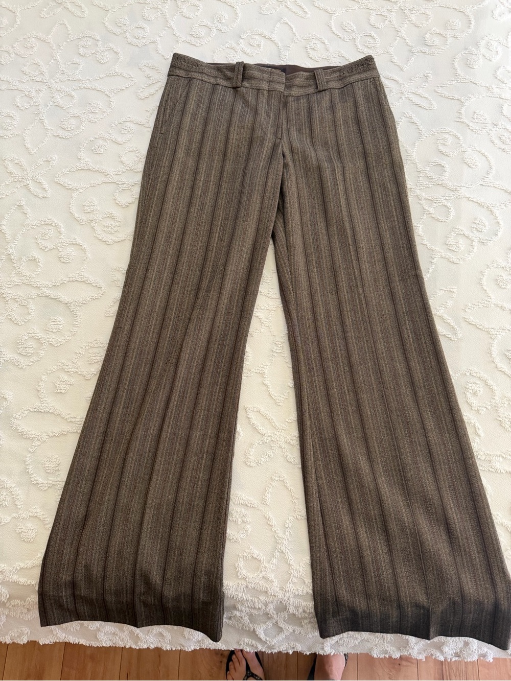 BCBGMaxAzria Brown Striped Wide-Leg Pants